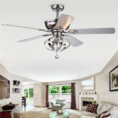 WAREHOUSE OF TIFFANY Warehouse of Tiffany CFL-8336REMO 52 in. Tatiana Indoor Remote Controlled Ceiling Fan with Light Kit; Chrome CFL-8336REMO